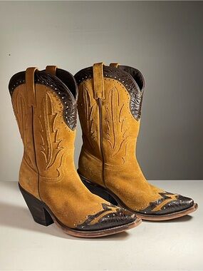Justin Boots x Reba McEntire "Belle" Suede Western Boots RML201 Size 8.5B